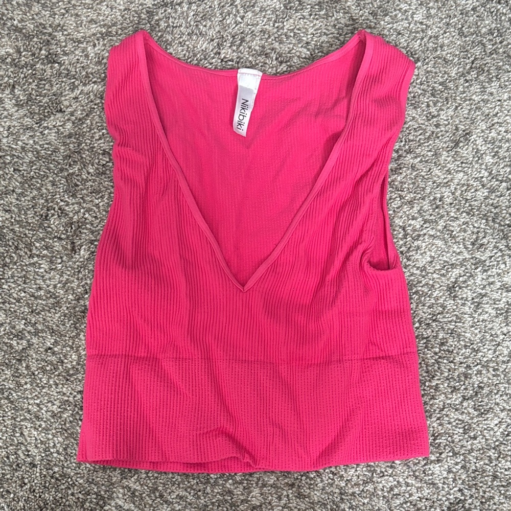 Nikibiki Vibrant Pink Deep V Tank Top